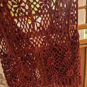 Rust crocheted open vest with ties L/XL